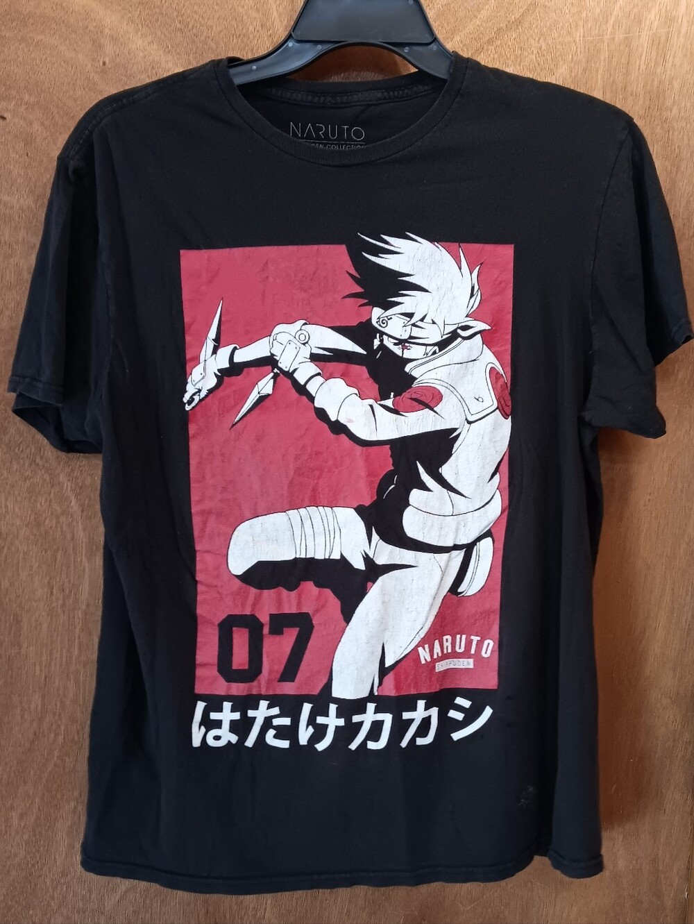 Naruto Kakashi Graphic Tee - Black with Red Print